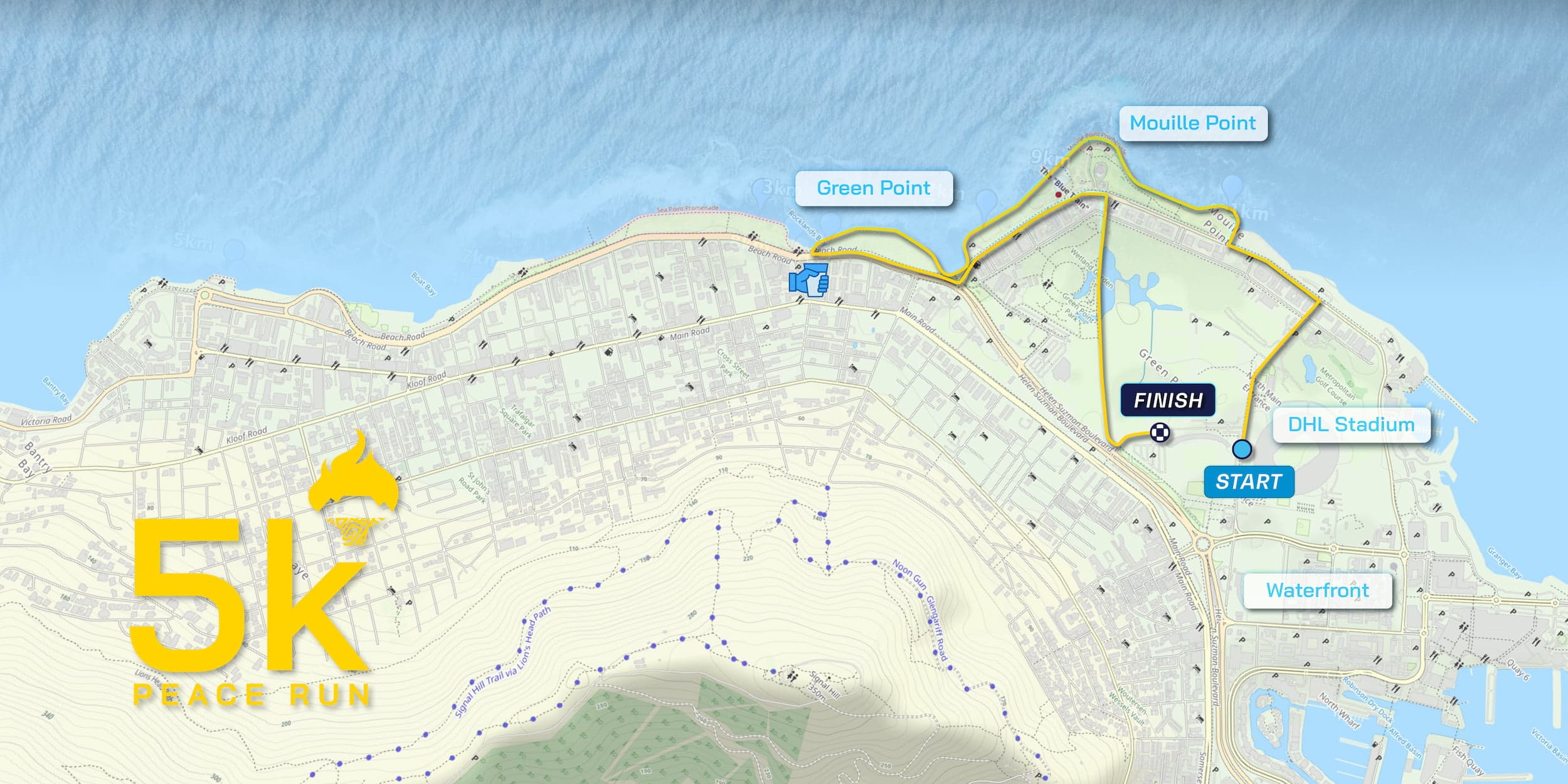 cape town marathon 5km peace run map