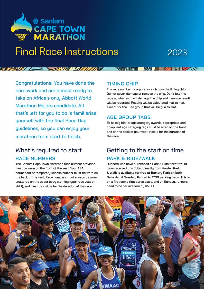 2023 Cape Town Marathon Final Instructions